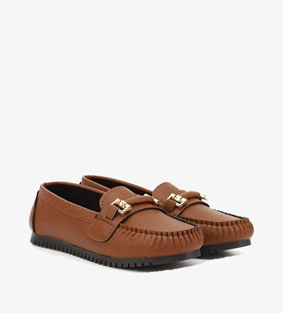 Gonderi(r) Kahverengi Gonderi(r) Taban Kadın Düz Tokalı Babet