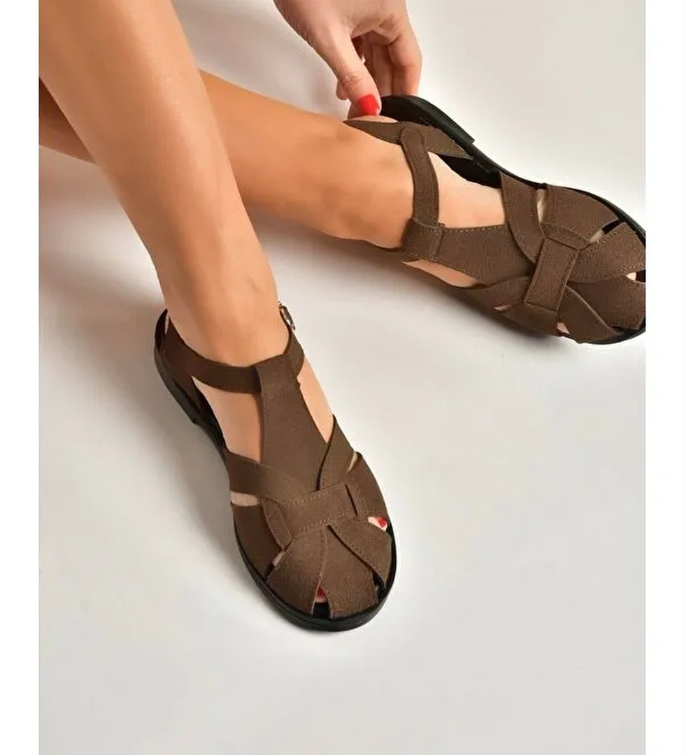 Fox Shoes Bej Fox Shoes Sandalet Kadın Y250303002