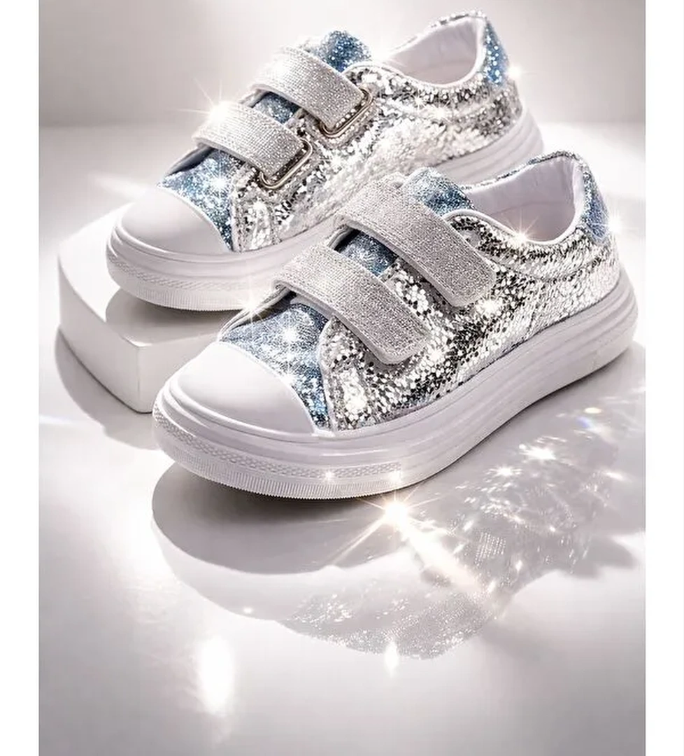 ORIELLA Kiz Cocuk Cirt Cirtli Simli Gunluk Sneaker Spor Ayakkabi