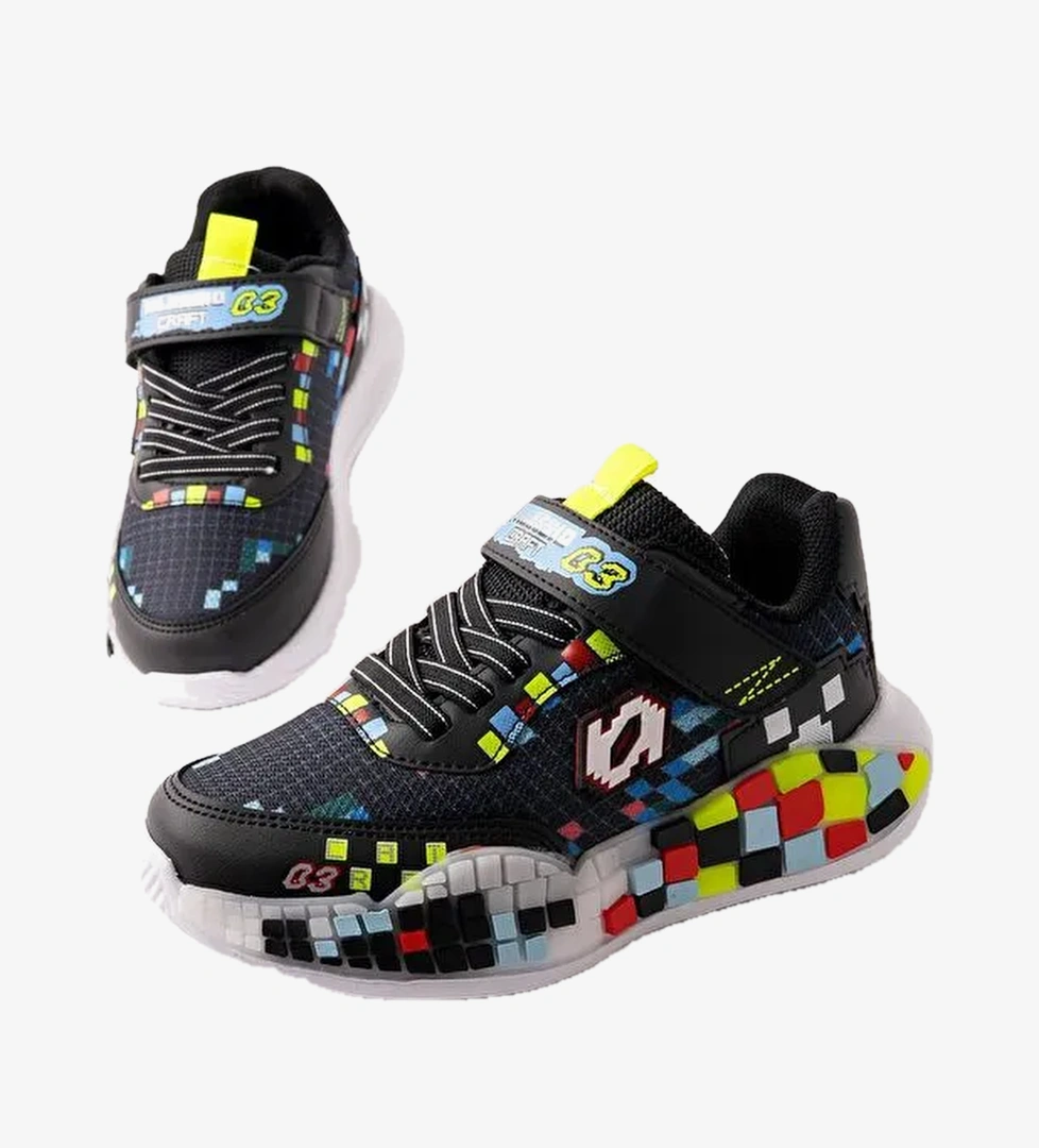 BLOCK Renkli Blok Tabanli Cirtli ve Bagcikli Cocuk Sneaker Spor Ayakkabi