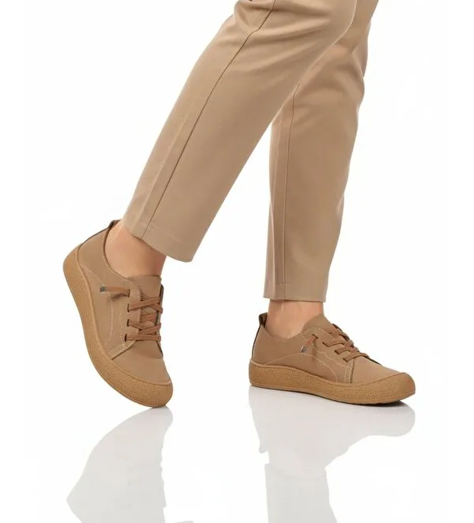 Ayakmod Bej Ayakmod Hakiki Deri Kadın Casual Ayakkabı 232 Z