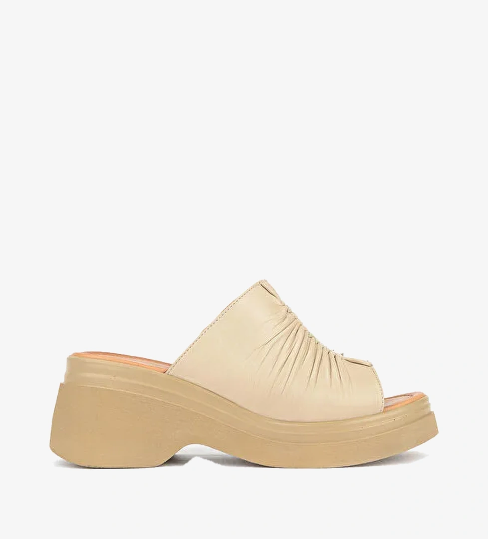 Ziya Ayakkabi Kahverengi Ziya Ayakkabi Hakiki Kadın Deri Topuklu Terlik 161992Z64023