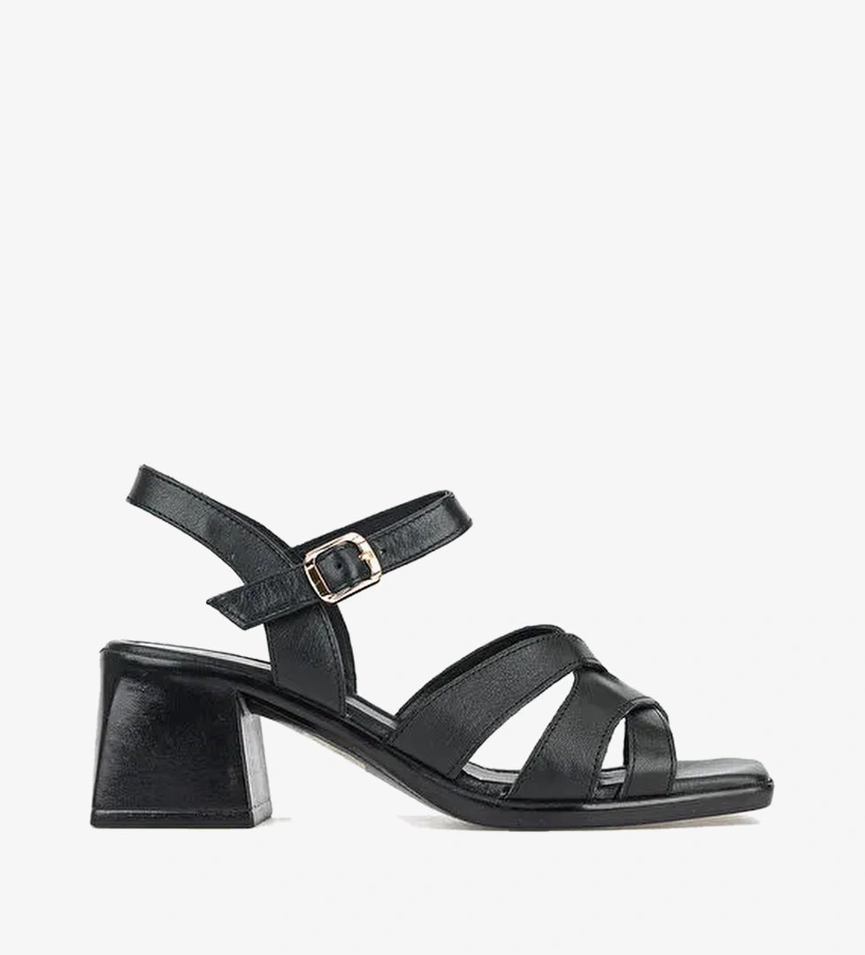 Ziya Ayakkabi Sarı Ziya Ayakkabi Hakiki Kadın Deri Topuklu Sandalet 161992Z19031