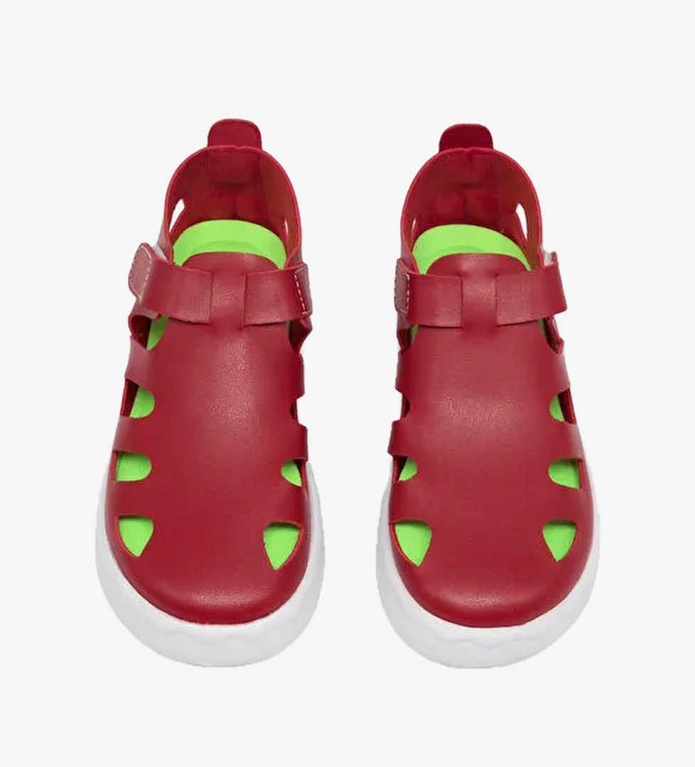 Cocuk Unisex Kirmizi Hafif Tabanli Rahat Cirtli Sandalet