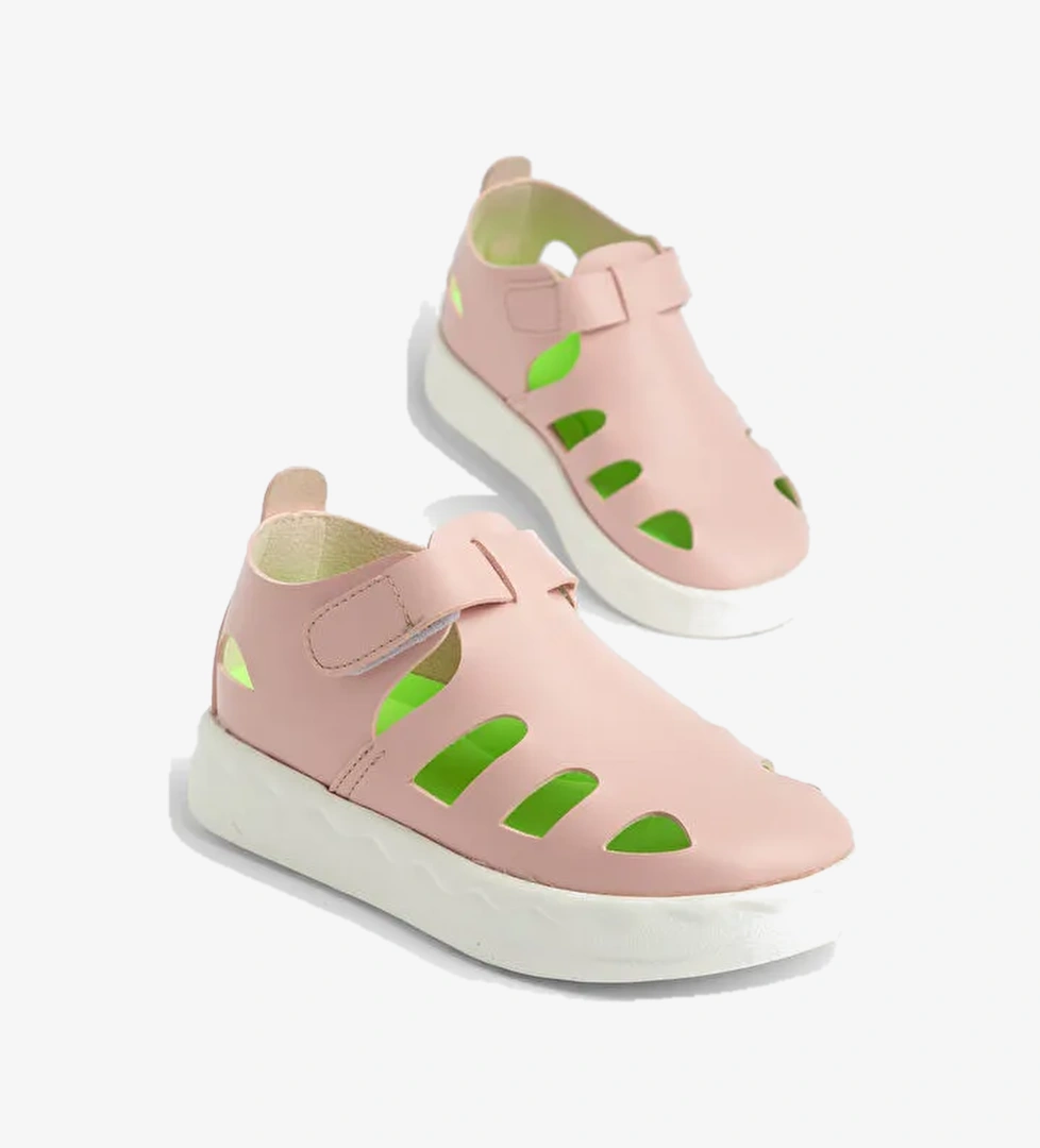 Cocuk Unisex Pudra Hafif Tabanli Rahat Cirtli Sandalet