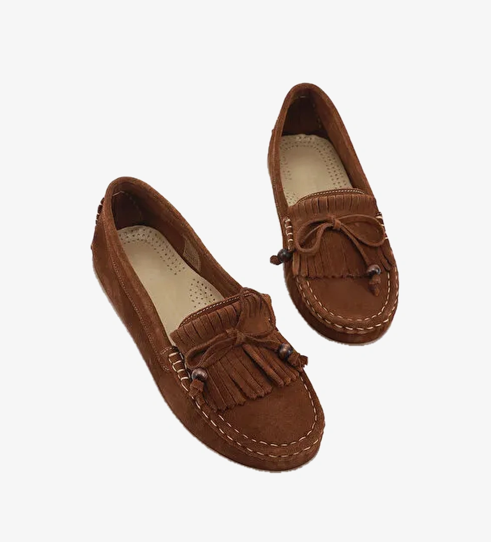 Kadin KAHVERENGI-TABA Fiyonklu Hakiki Deri Comfort Loafer