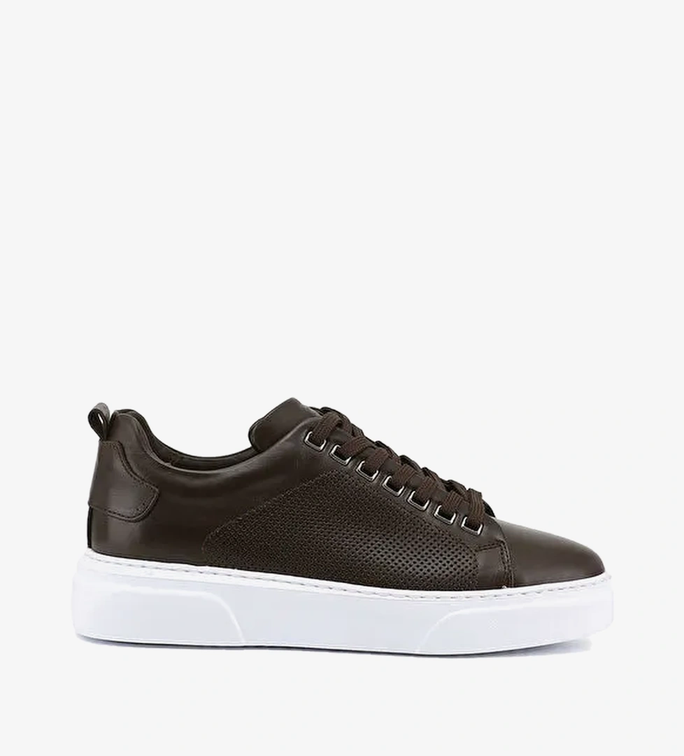 Erkek KAHVERENGI Bagcikli Hakiki Deri Sneaker