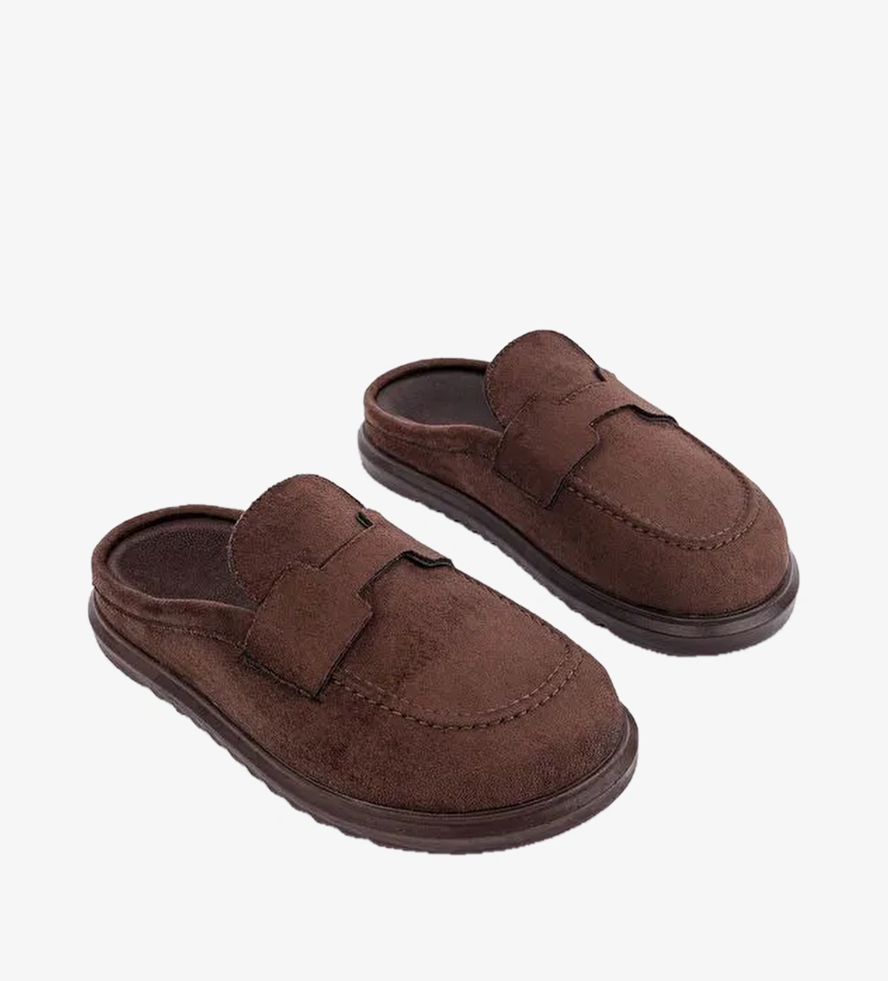 VINTAGE Suet Deri Gunluk Rahat Onu Kapali Kadin Loafer Terlik