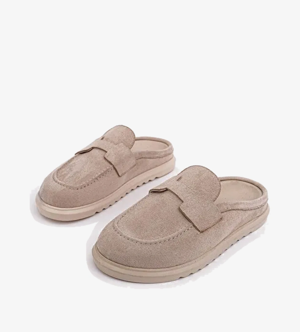 VINTAGE Suet Deri Gunluk Rahat Onu Kapali Kadin Loafer Terlik