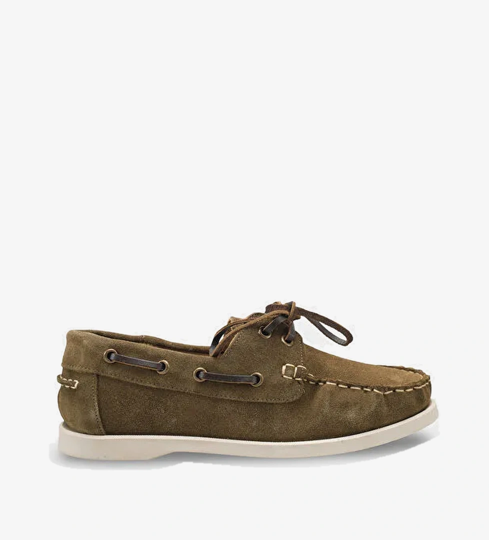 Stephie Hakiki Deri Suet Kadin Loafer Tekne Ayakkabisi