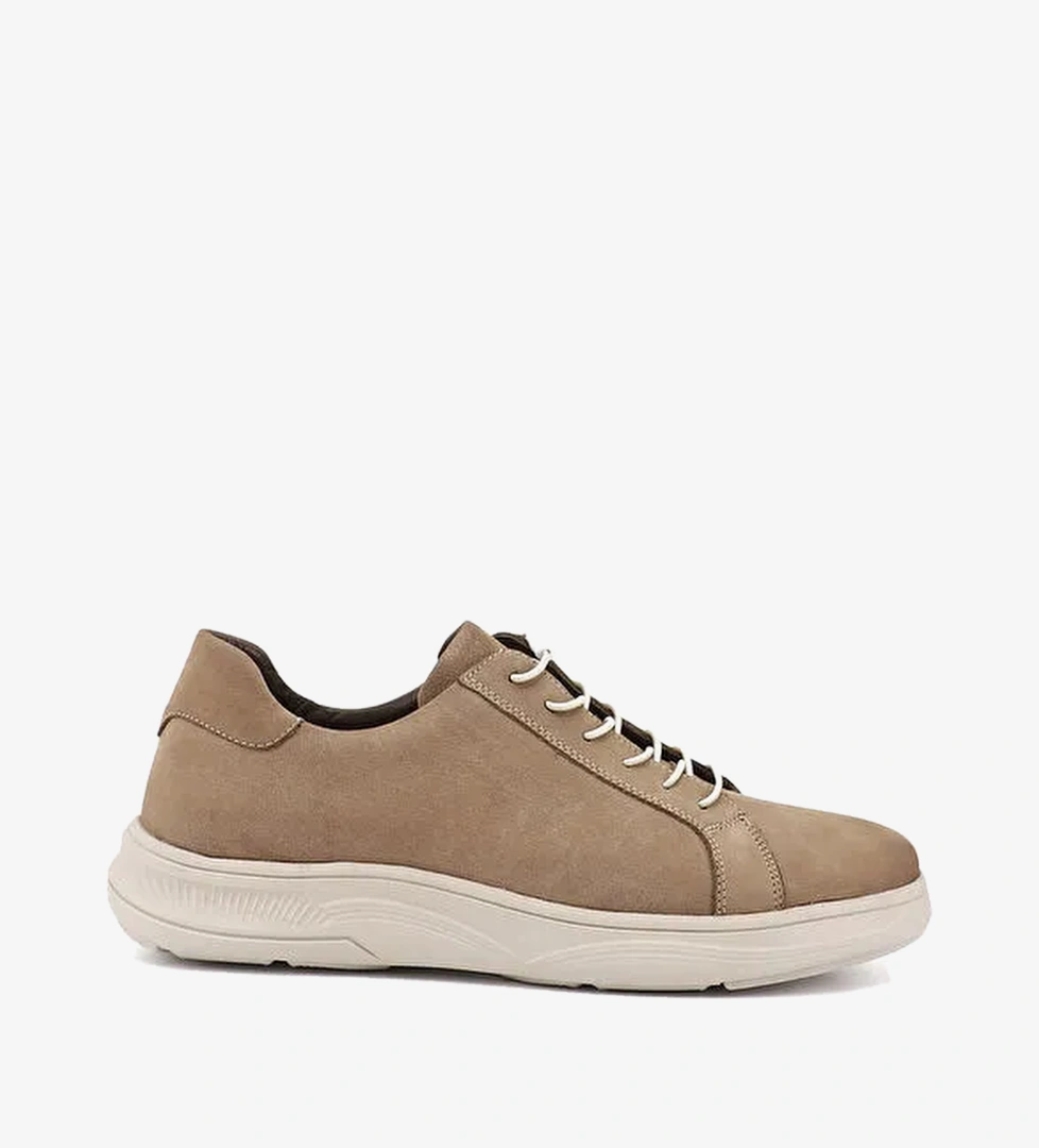 Erkek KUM-SIYAH Bagcikli Hakiki Deri Sneaker
