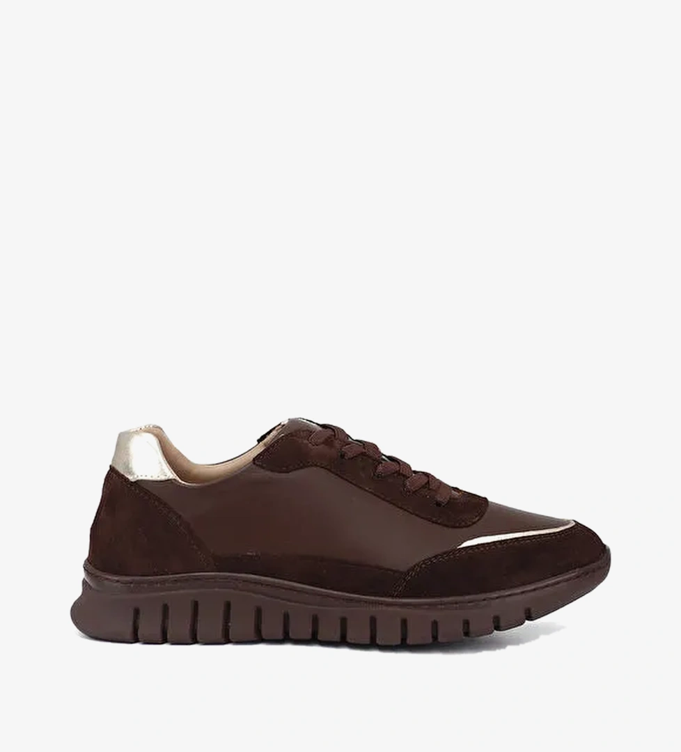Kadin KAHVERENGI Lastik Bagcikli Hakiki Deri Sneaker
