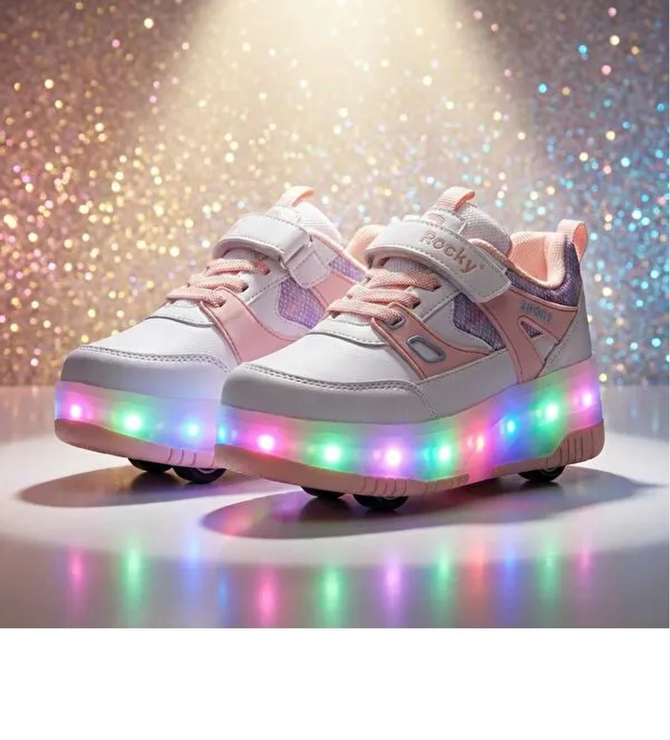 Kiz Cocuk LED Isikli Tekerlekli Paten Spor Ayakkabi