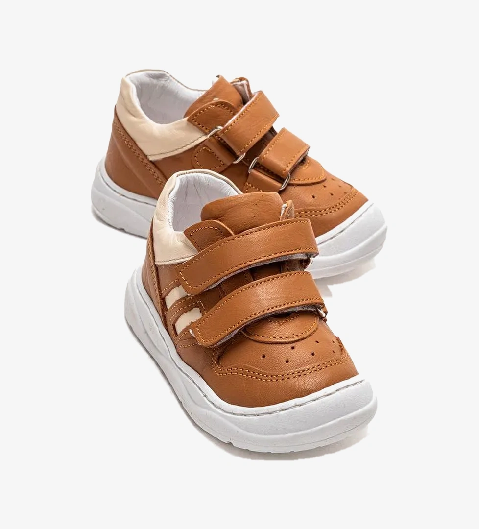 Unisex Bebek Taba Krem Hakiki Deri Gunluk Ilk Adim Ayakkabi