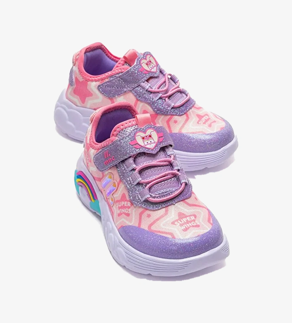 Kiz Cocuk Pembe Lila Gunluk Isikli Spor Ayakkabi