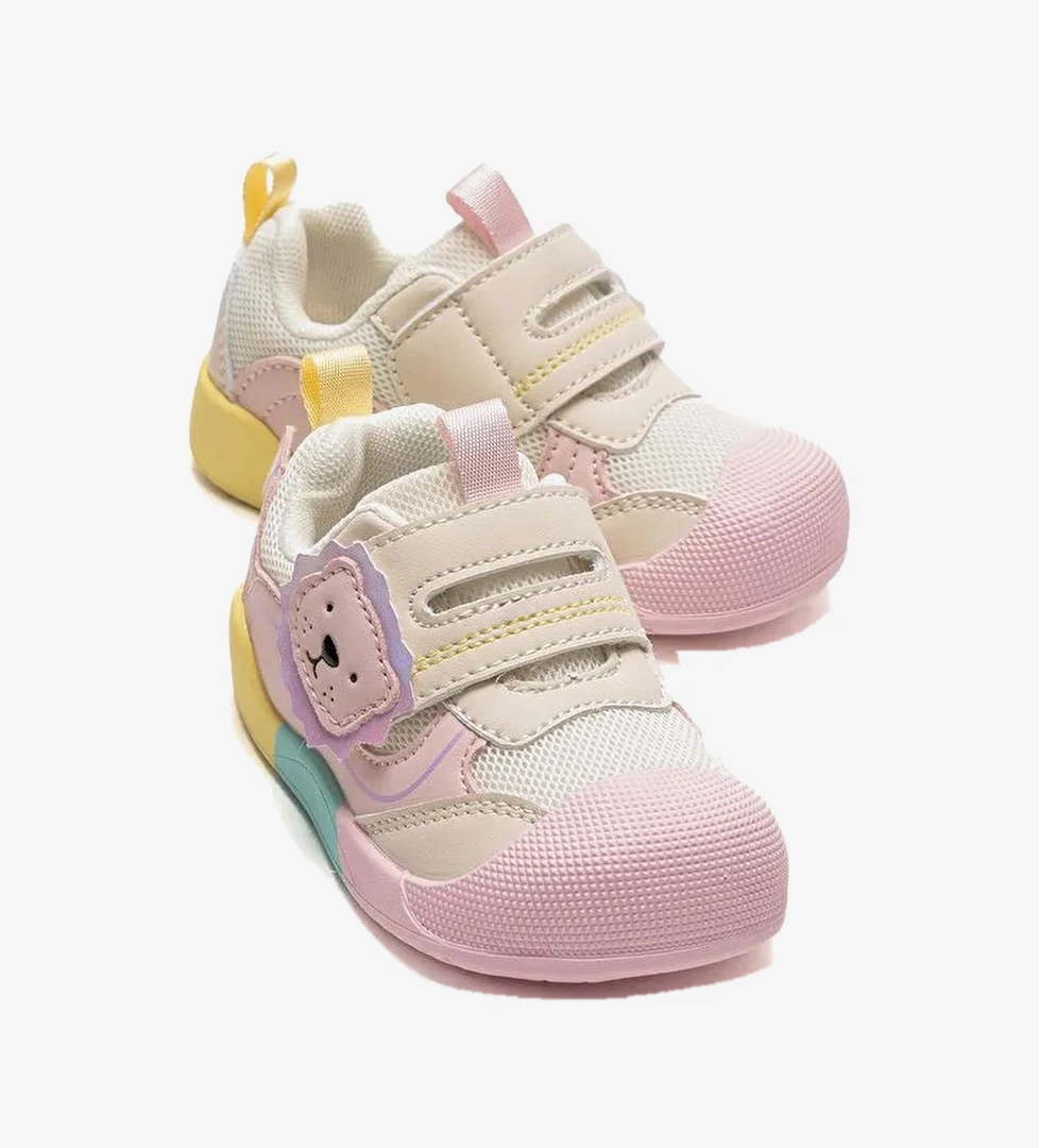 Unisex Bebek Bej Pembe Gunluk Ilk Adim Ayakkabi