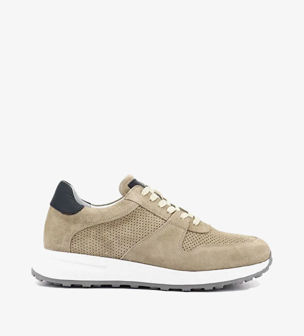Erkek KUM-SIYAH Bagcikli Hakiki Deri Comfort Sneaker