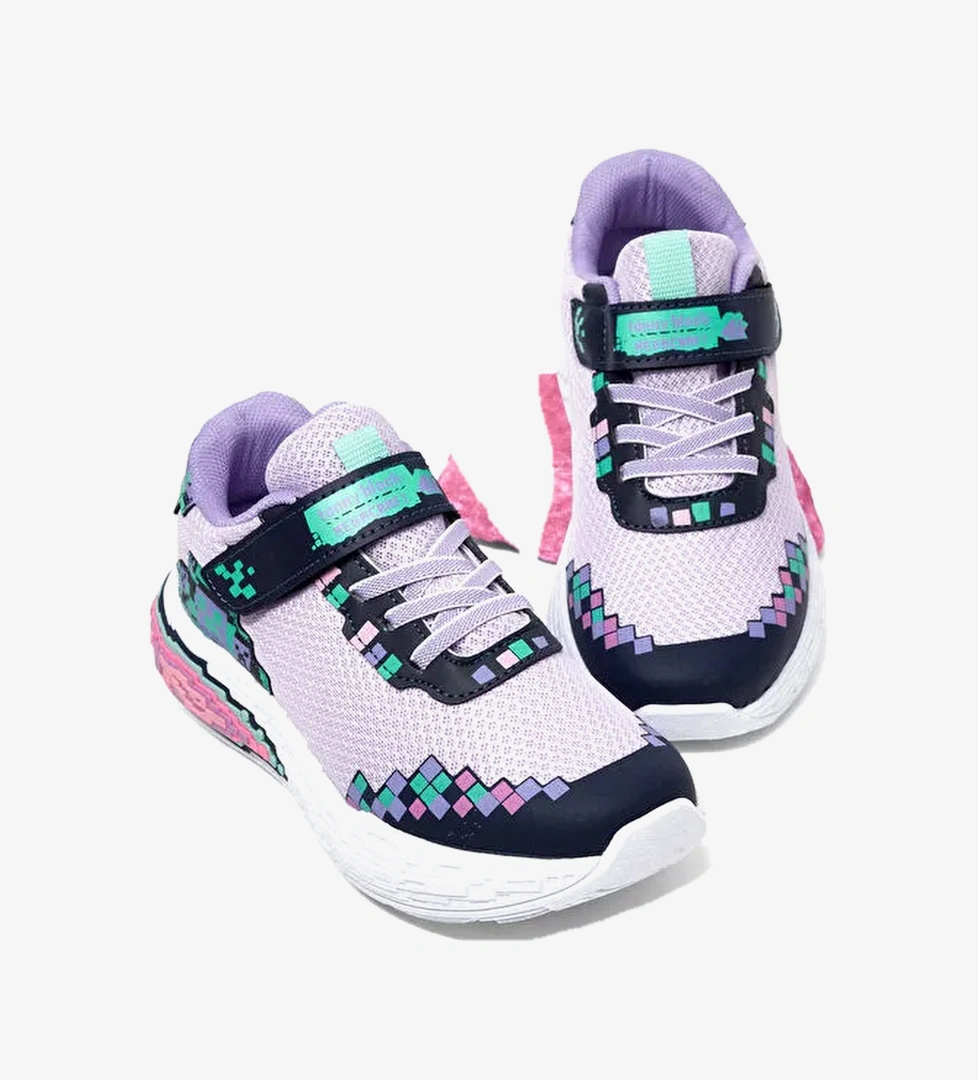 Cocuk Unisex Lila Rahat Kalip Nefes Alabilen Cirtli Isikli-Isiksiz Sneaker