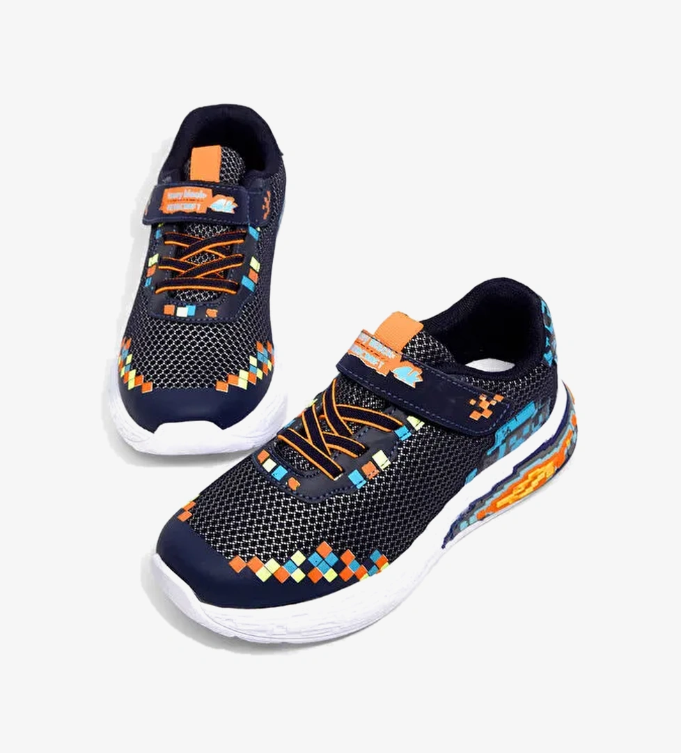 Cocuk Unisex Lacivert Rahat Kalip Nefes Alabilen Cirtli Isikli-Isiksiz Sneaker