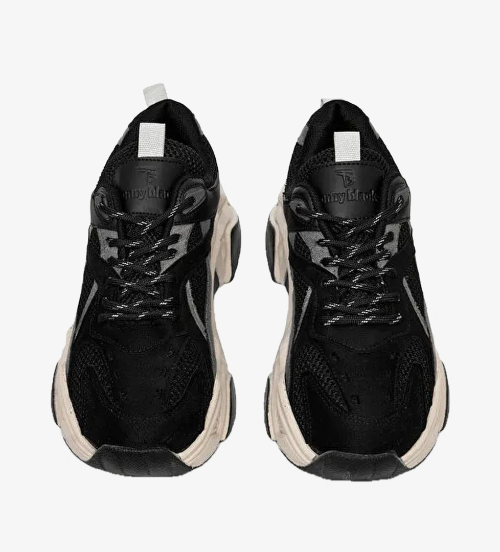 Kadin Siyah Rahat Kalip Poli Taban Bagcikli Sneaker