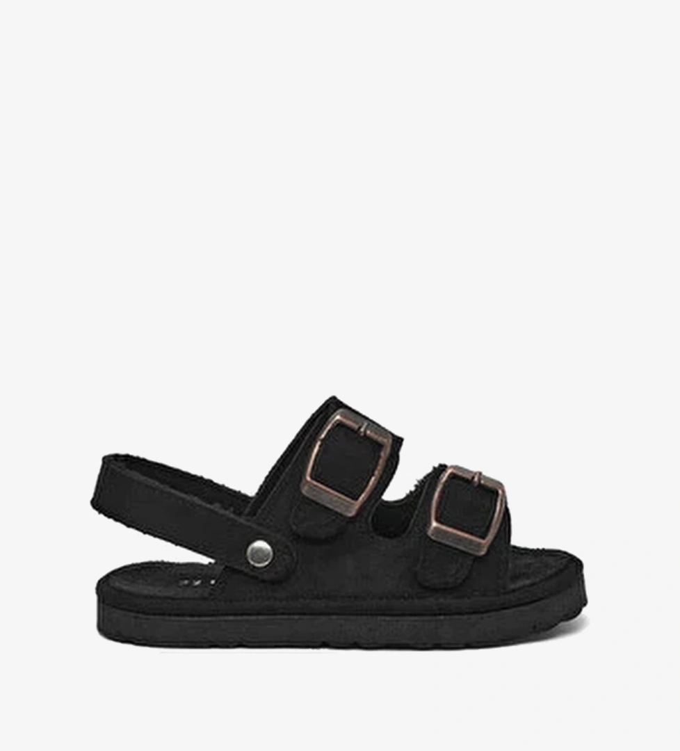 Cocuk Unisex Siyah Rahat Kalip Cift Tokali Bebe Paitk Sandalet