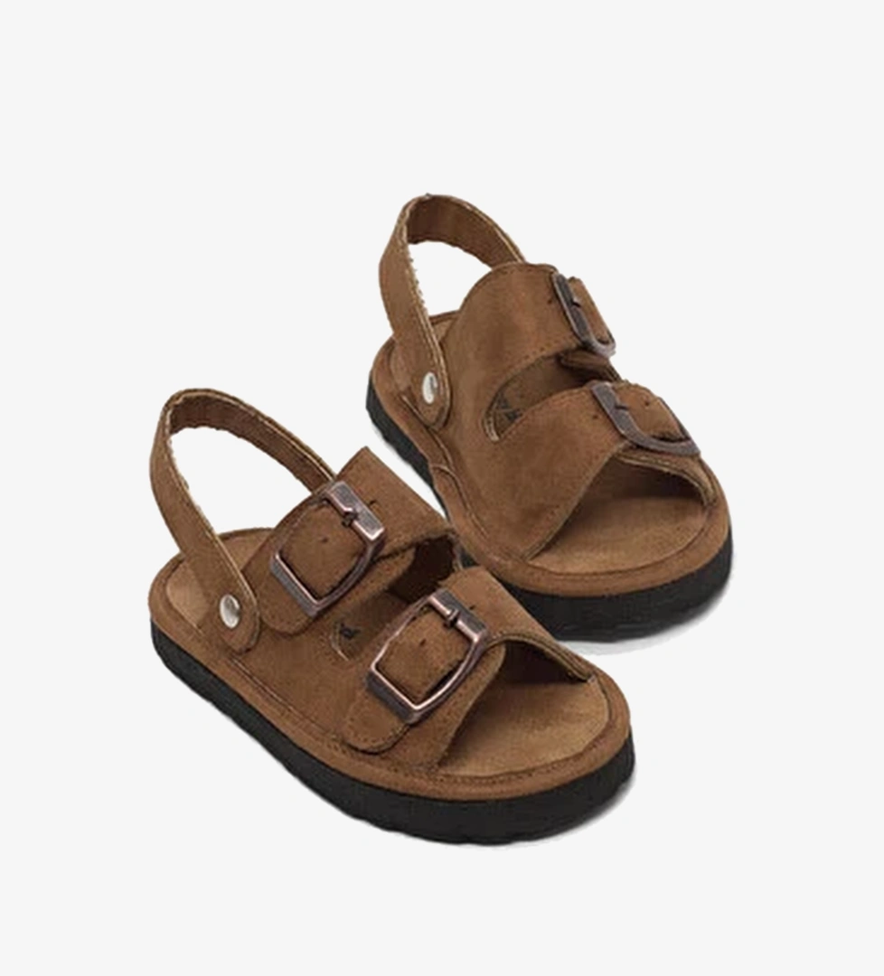 Cocuk Unisex Taba Rahat Kalip Cift Tokali Bebe Paitk Sandalet