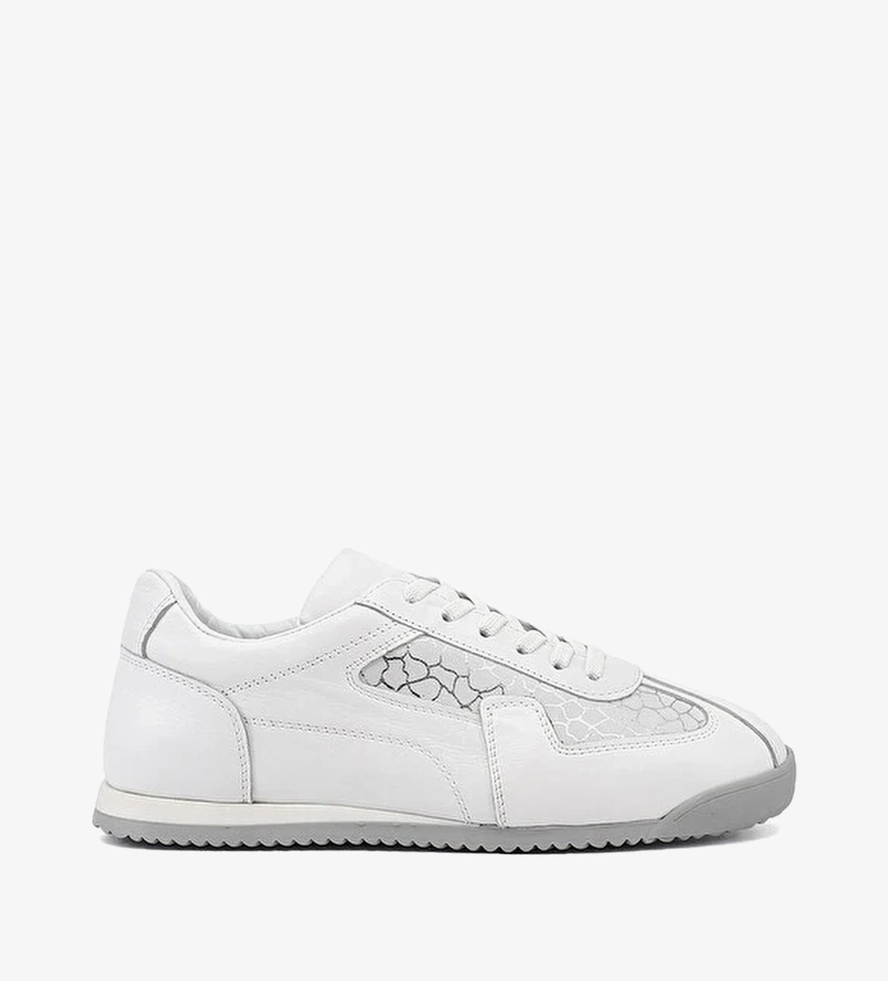 Kadin CANLI BEYAZ Lastik Bagcikli Hakiki Deri Sneaker