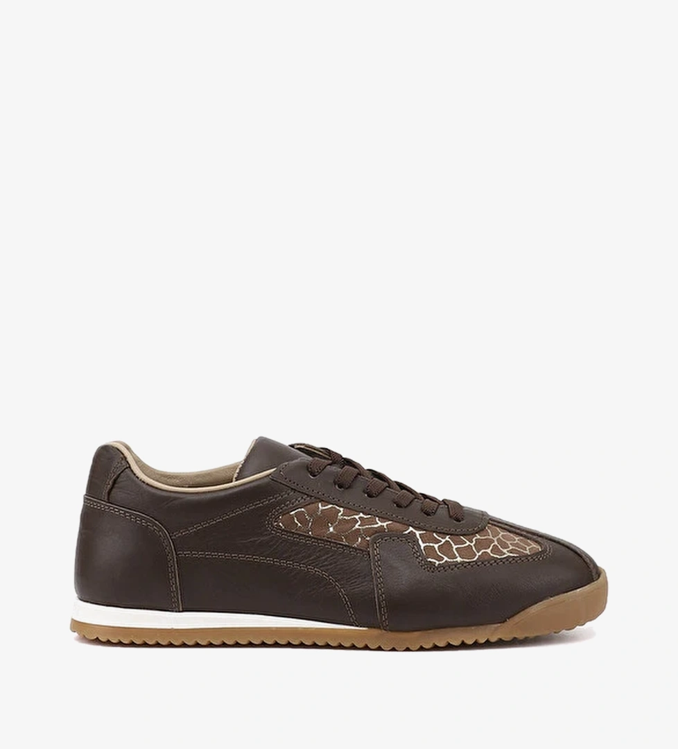 Kadin KAHVERENGI Lastik Bagcikli Hakiki Deri Sneaker