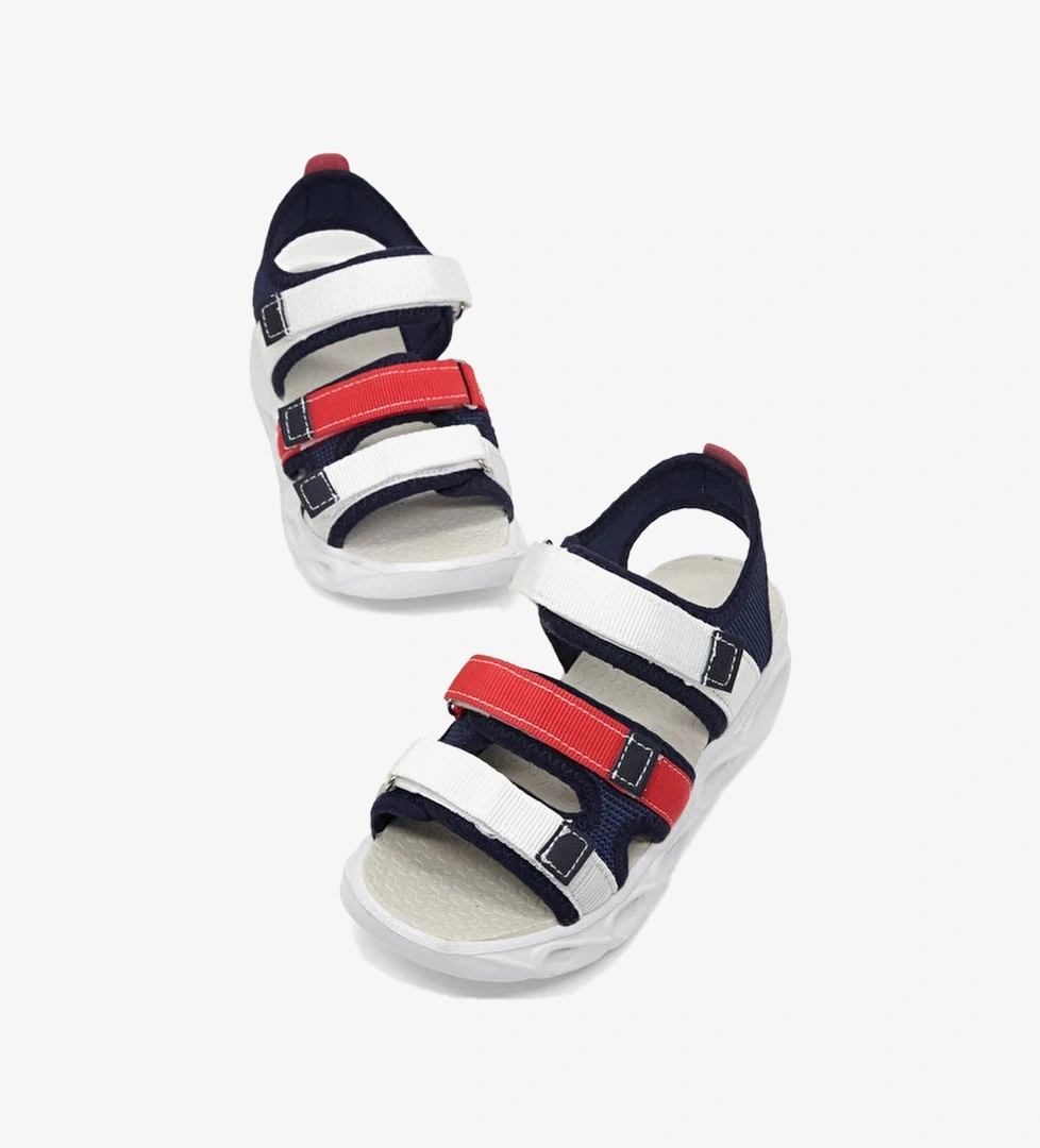 Cocuk Unisex Lacivert Kirmizi Beyaz Cocuk Renkli Rahat Kalip Sandalet