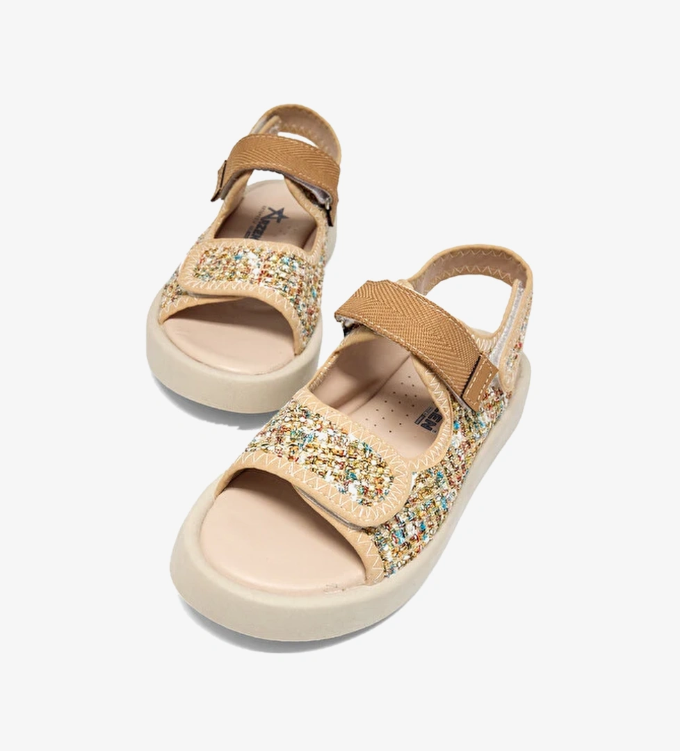 Cocuk Unisex Bej Cocuk Cirtli Sandalet