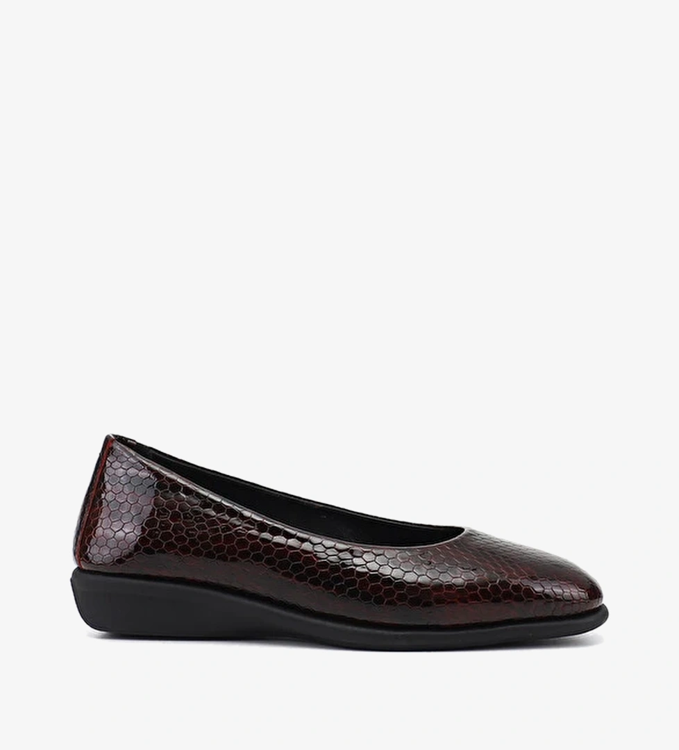 Kadin BORDO Dolgu Taban Hakiki Deri Comfort Ayakkabi