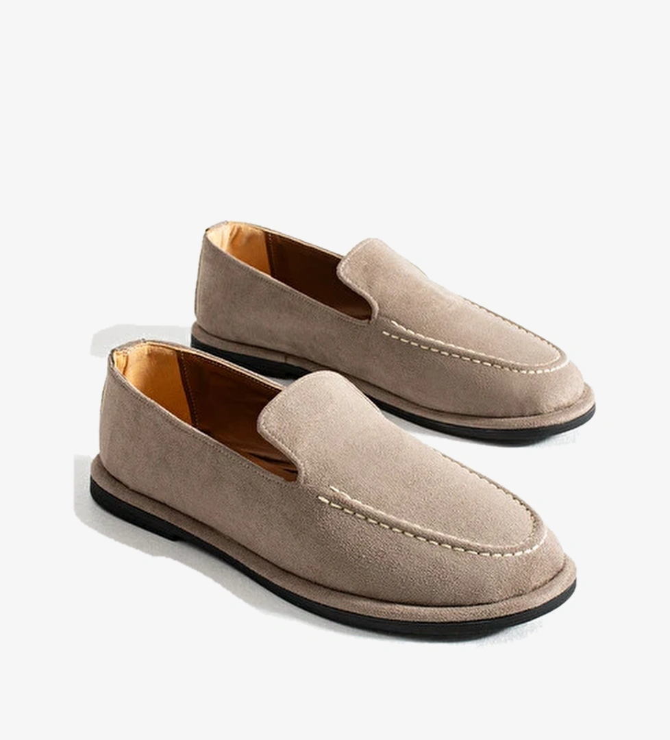 Konforlu Kadin Suet Mokasen Ayakkabi Loafer