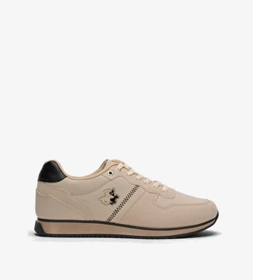 Erkek Gunluk Cilt Sneaker Ayakkabi Bej - SIyah
