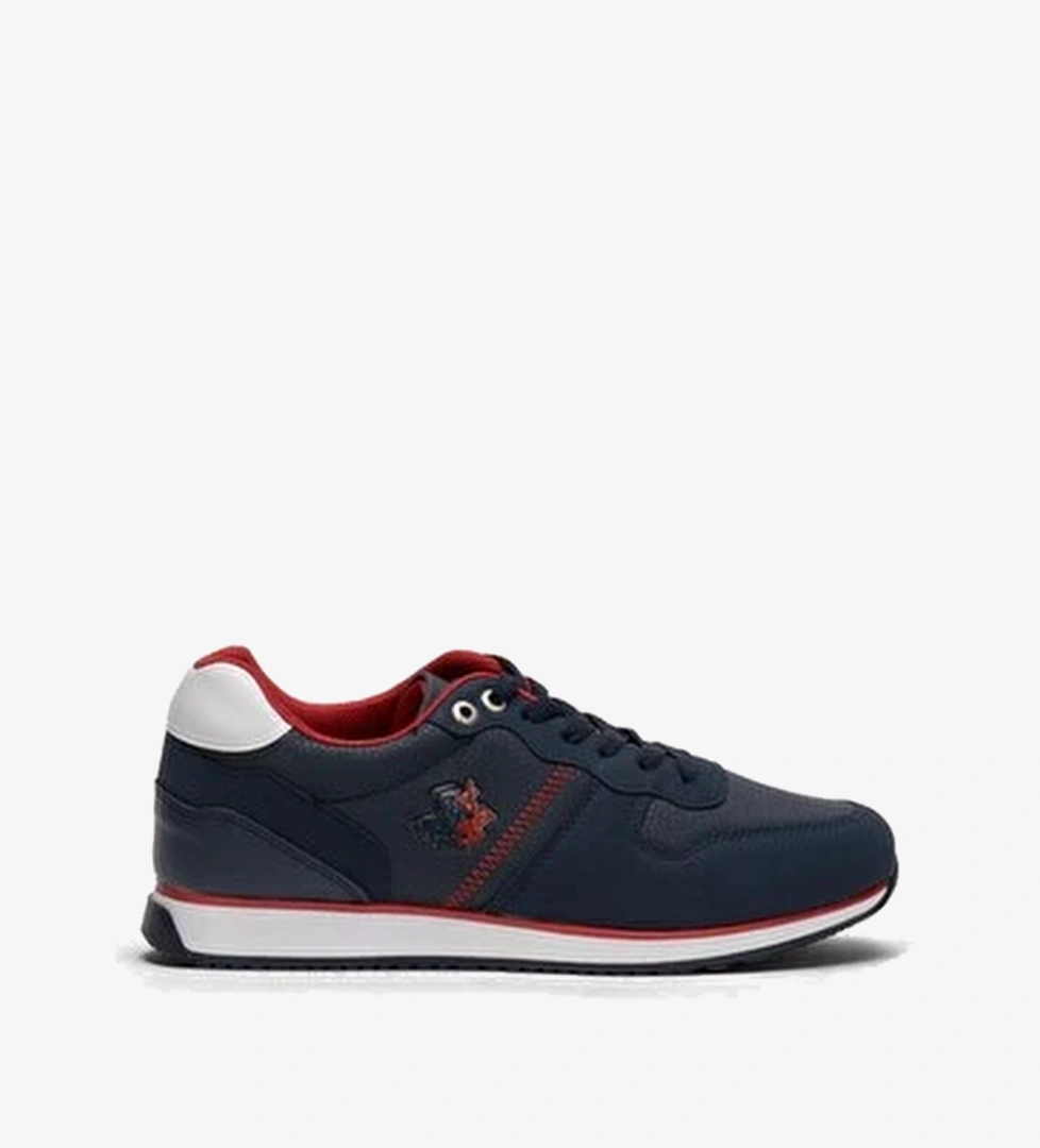 Erkek Gunluk Cilt Sneaker Ayakkabi LacIvert - Beyaz