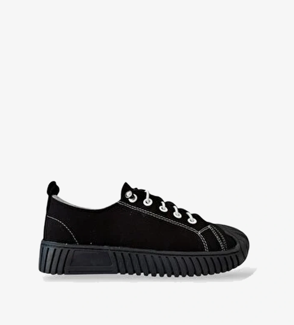 Unisex Kolay Giyilebilir Lastik Bagcikli Spor Keten Sneaker Ayakkabi SIyah