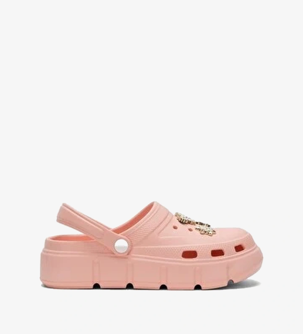 Yuksek Taban Tasli Comfort Kadin Sandalet Pudra
