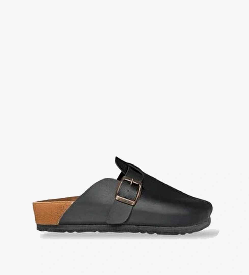 Unisex Toka Detayli Mantar Anatomik Tabanli Terlik SIyah