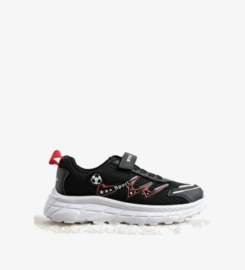 Cocuk Unisex Siyah Rahat Kalip Nefes Alabilen Cirtli Sneaker