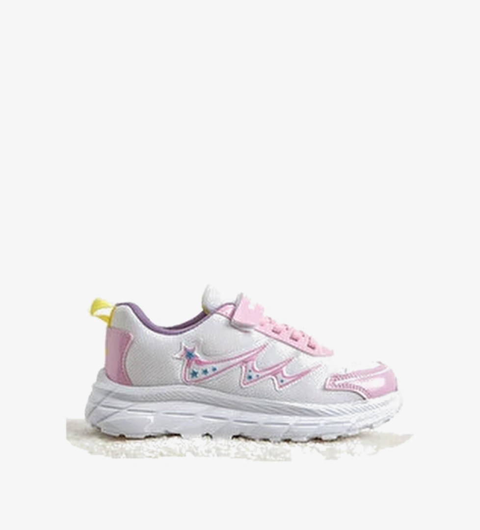 Cocuk Unisex Pembe Beyaz Rahat Kalip Nefes Alabilen Cirtli Sneaker