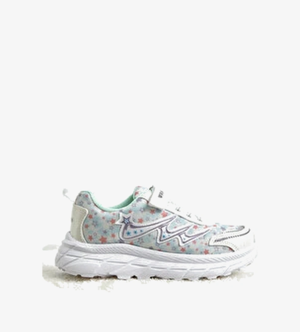 Cocuk Unisex Beyaz Lila Rahat Kalip Nefes Alabilen Cirtli Sneaker