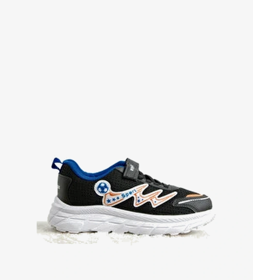 Cocuk Unisex Siyah Mavi Oranj Rahat Kalip Nefes Alabilen Cirtli Sneaker