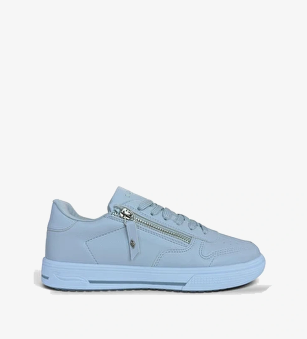 Gunluk Hafif Taban Bagcikli Fermuarli Kadin Sneaker Ayakkabi GrI