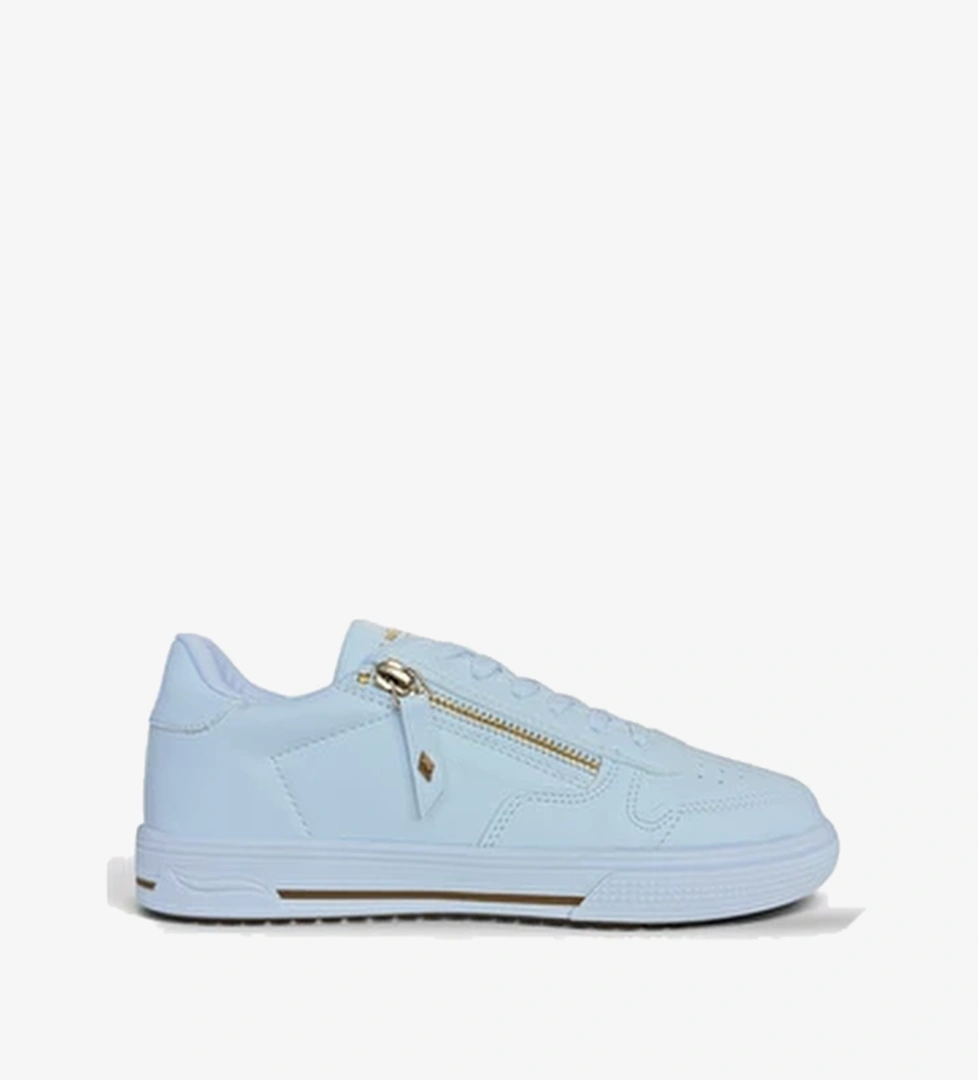 Gunluk Hafif Taban Bagcikli Fermuarli Kadin Sneaker Ayakkabi Beyaz
