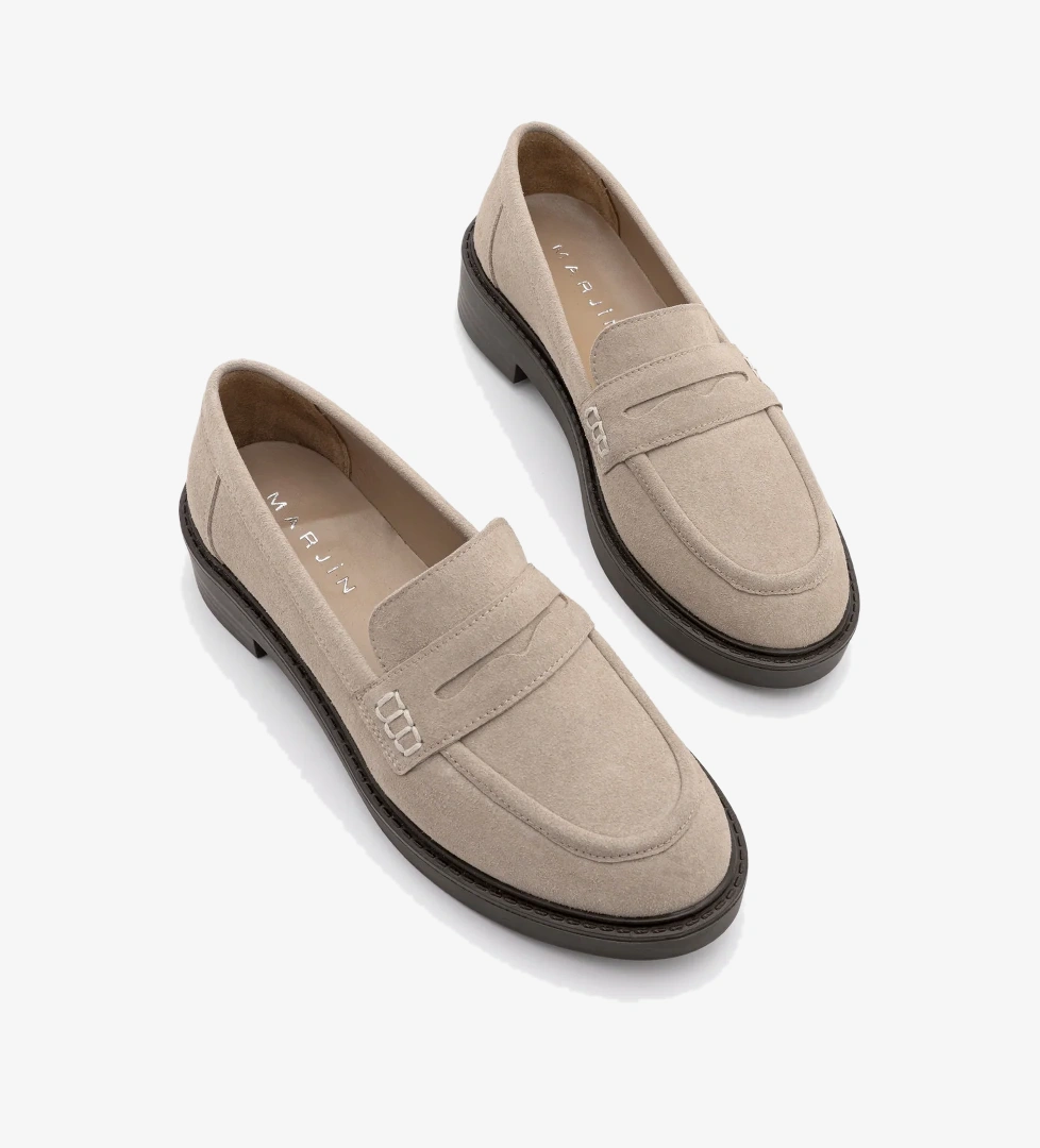 Kadın Loafer Günlük Klasik Ayakkabı Casual Makosen Fonle - Bej Süet