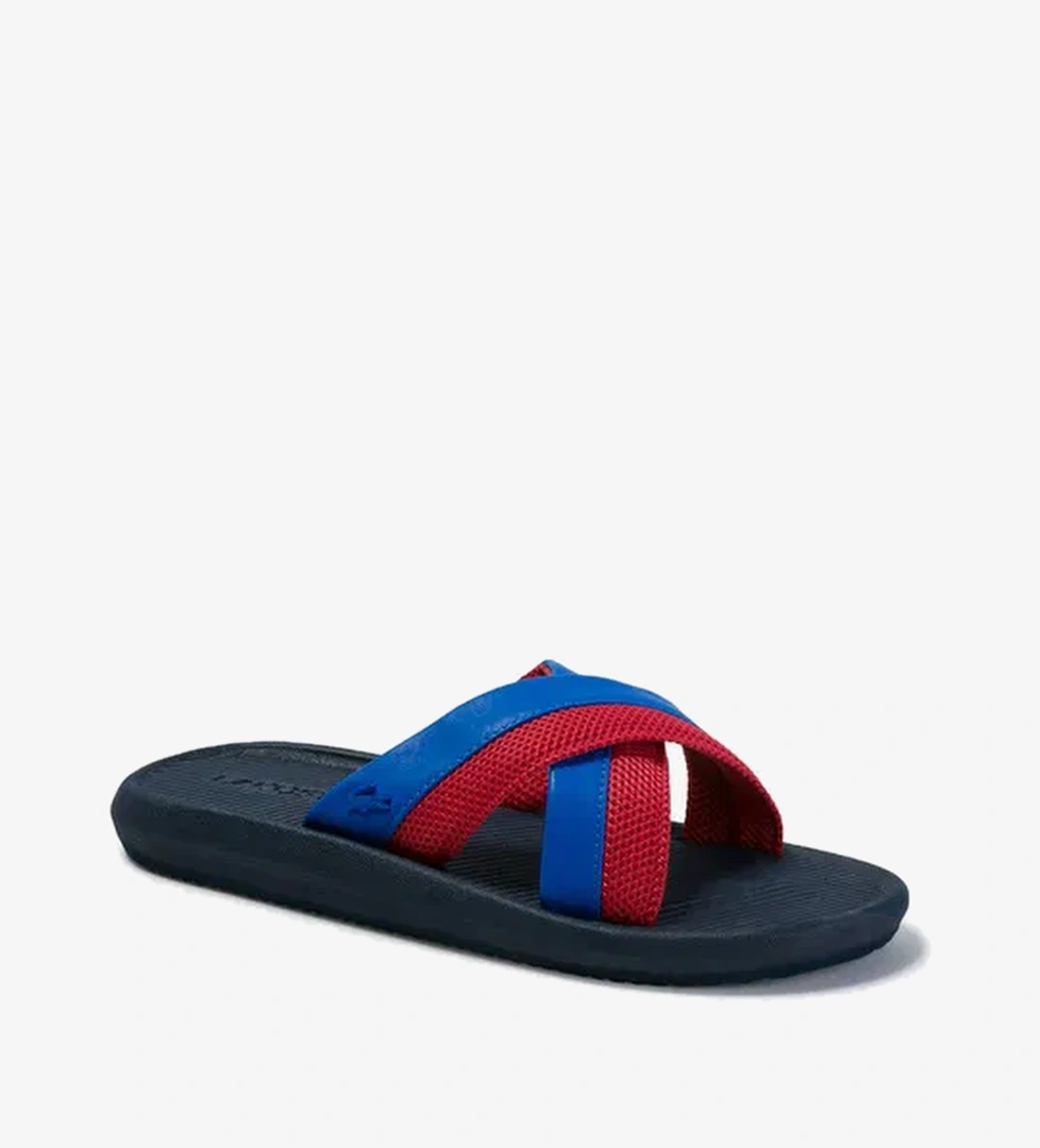 Lacoste Croco Cross Strap 1201Cfa Kadın Mavi Deri Terlik - Görsel 1