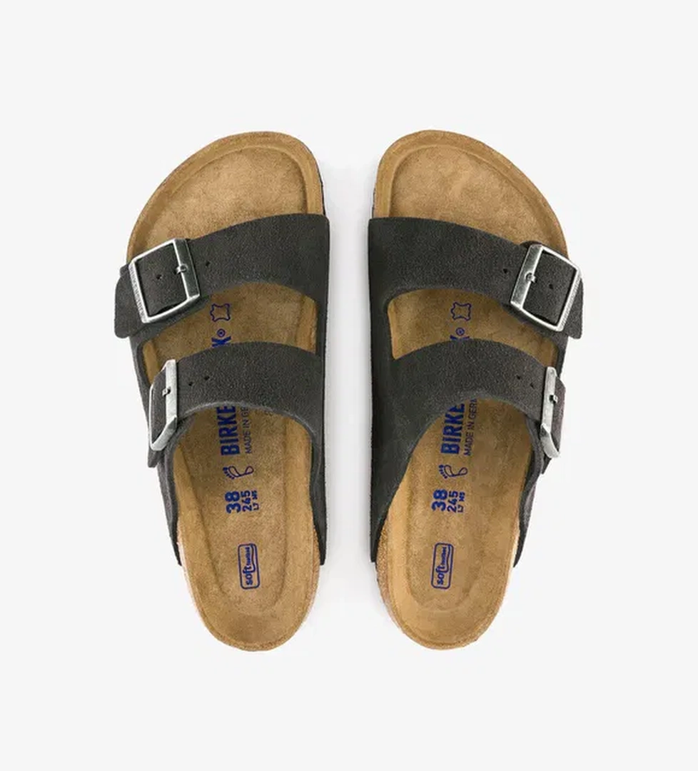 Birkenstock Arizona Suede Leather Erkek Koyu Gri Terlik - Görsel 1