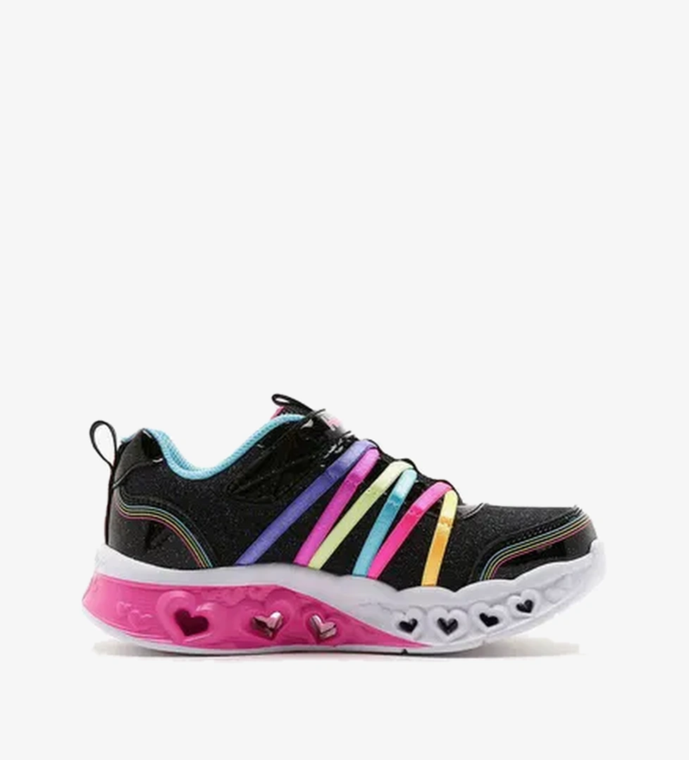 Skechers Flutter Heart Lights Rainbow Bestie Çocuk Işıklı Siyah Spor Ayakkabı - Görsel 1