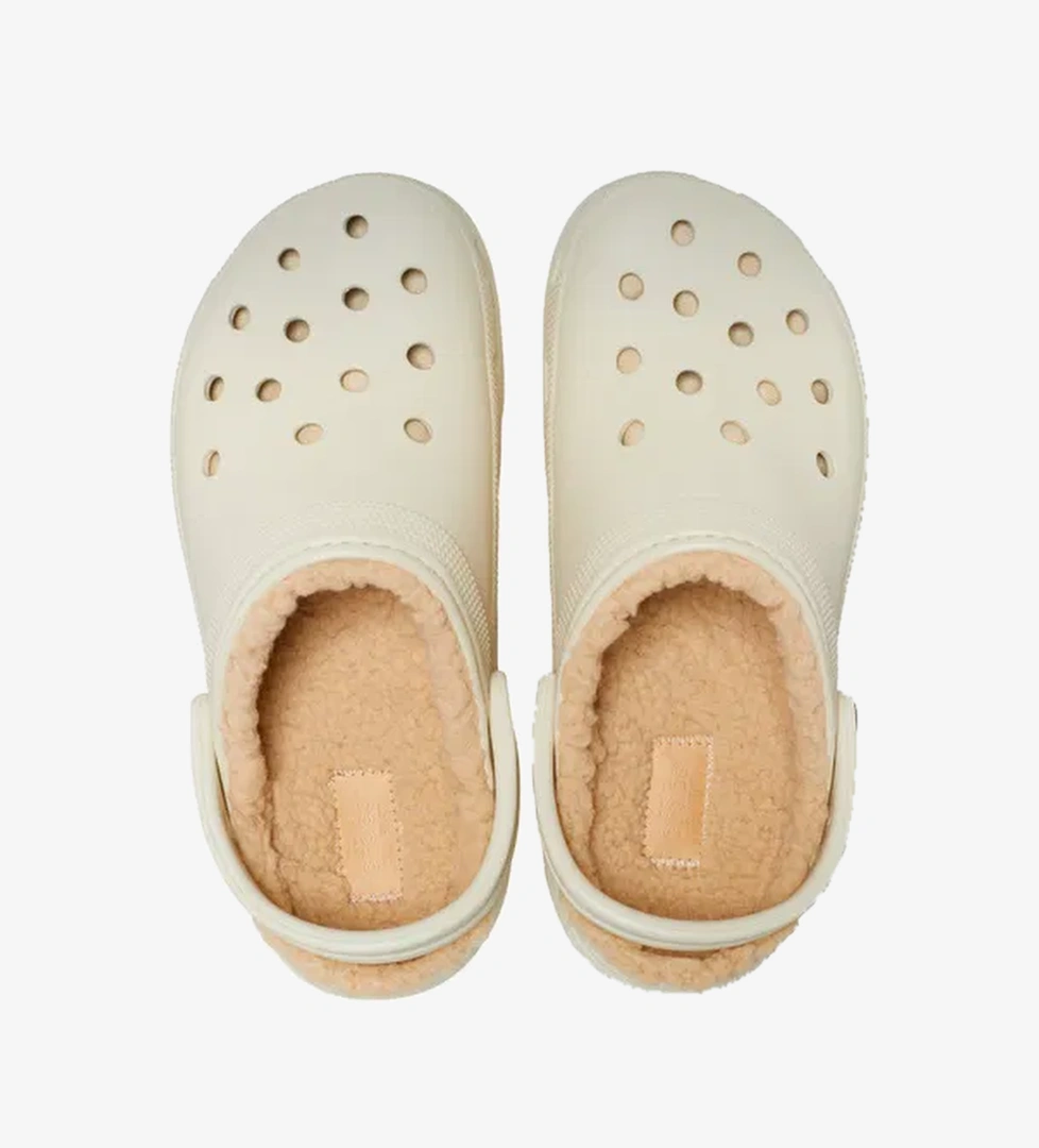 Crocs Classic Platform Lined Clog Kadın Krem Terlik - Görsel 1