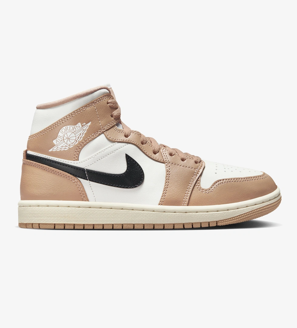 Jordan Air 1 Mid Kadın Kahverengi/Beyaz Sneaker - Görsel 1