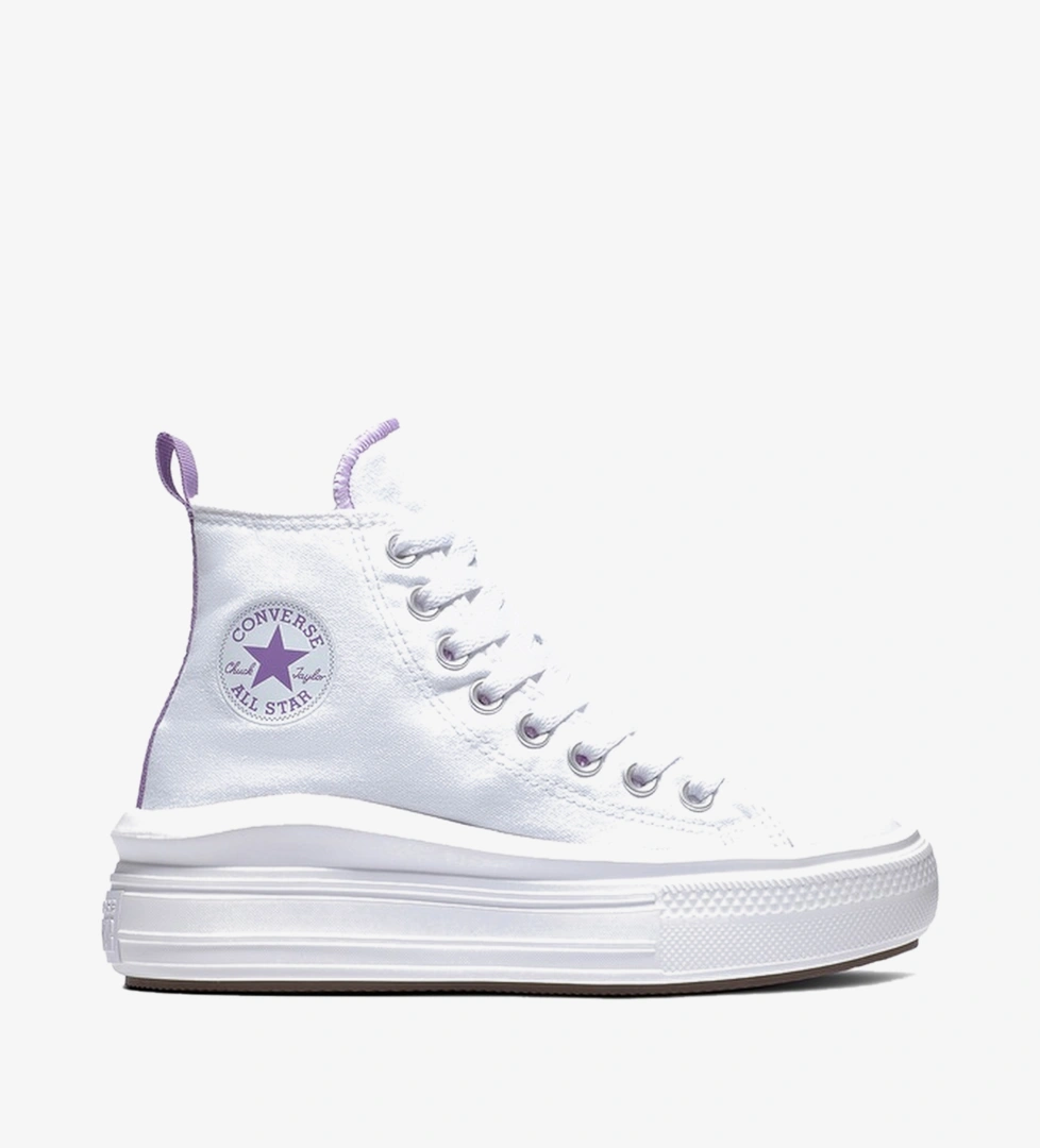 Converse Chuck Taylor All Star Move Platform Çocuk Mor Detaylı Beyaz Sneaker
